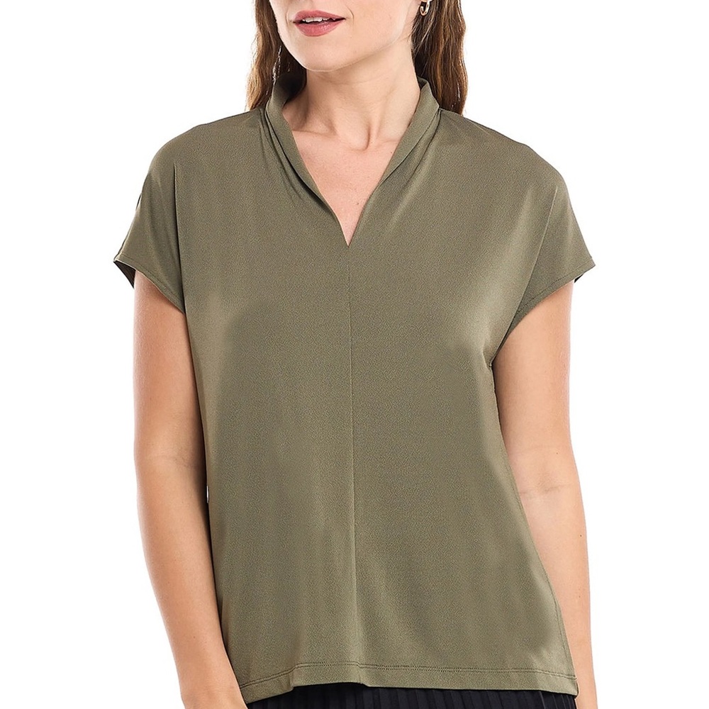 H&M Olive Green V Neck Blouse Size XL